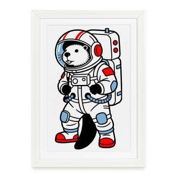 Beaver en combinaison spatiale - Affiche encadrée (27 × 37 cm) - blanc - Devant