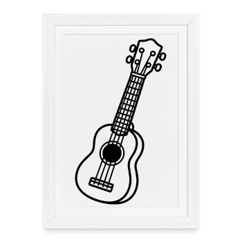 Ukulélé - Affiche encadrée (27 × 37 cm) - blanc - Devant