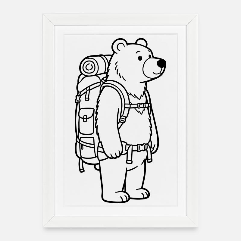 Wanderbär - Gerahmtes Poster (27 × 37 cm) - Weiß
