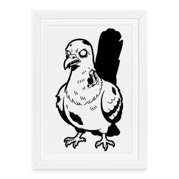 Zombie Pigeon - Affiche encadrée (27 × 37 cm) - blanc - Devant