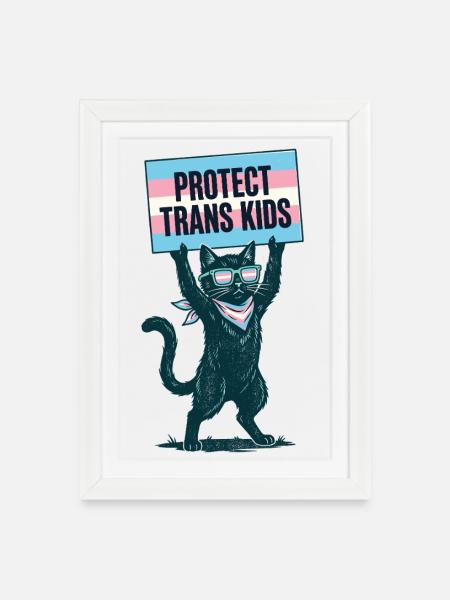 LGBTQ-Pride-Monat – Schütze trans Kinder - Gerahmtes Poster (27 × 37 cm) - Weiß