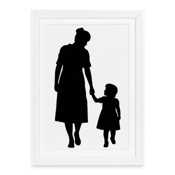 Silhouette familiale Chers enfants Parents Maman Papa - Affiche encadrée (27 × 37 cm) - blanc - Devant
