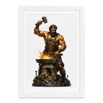 Forge Focus Feu - Affiche encadrée (27 × 37 cm) - blanc - Devant