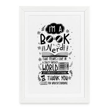 Livres Nerd Book Library Lire des romans policiers - Affiche encadrée (27 × 37 cm) - blanc - Devant