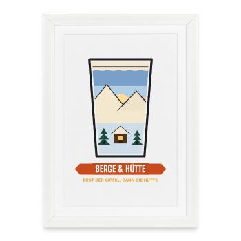 Berge im Glas – Ski & Hütte - Gerahmtes Poster (27 × 37 cm) - Weiß - Vorne