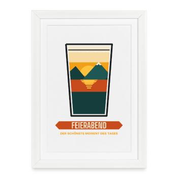 Feierabend im Glas – Sonnenuntergang - Gerahmtes Poster (27 × 37 cm) - Weiß - Vorne