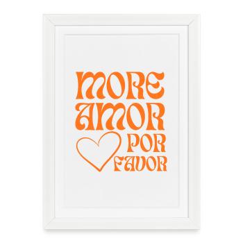 Plus d’amour en orange rétro - Affiche encadrée (27 × 37 cm) - blanc - Devant