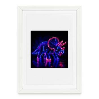 Neon Triceratops Neon Light - Framed poster (27 × 37 cm) - white - Front