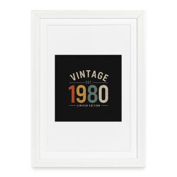 Vintage 1980 – Classique intemporel - Affiche encadrée (27 × 37 cm) - blanc - Devant