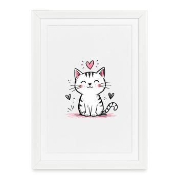 Cute Doodle Cat - Framed poster (27 × 37 cm) - white - Front