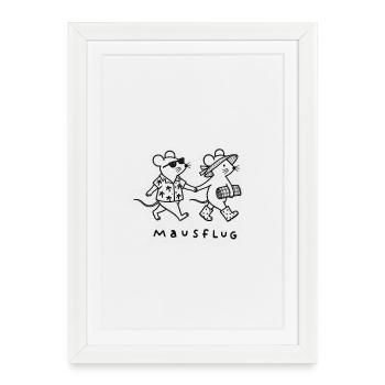 Mausflug - Gerahmtes Poster (27 × 37 cm) - Weiß - Vorne