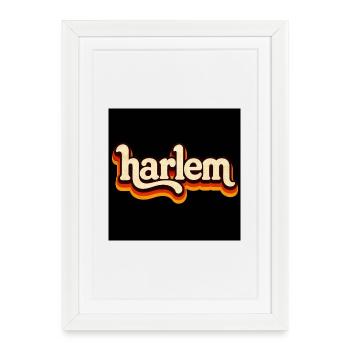 Logo rétro de Harlem années 70 - Affiche encadrée (27 × 37 cm) - blanc - Devant