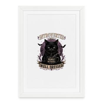Introverted But Well Dressed Cat - Framed poster (27 × 37 cm) - white - Front