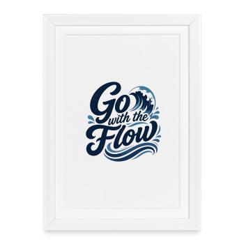 Go with the Flow Wave Typography - Framed poster (27 × 37 cm) - white - Front