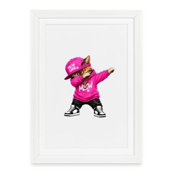Dabbing Cat - Framed poster (27 × 37 cm) - white - Front