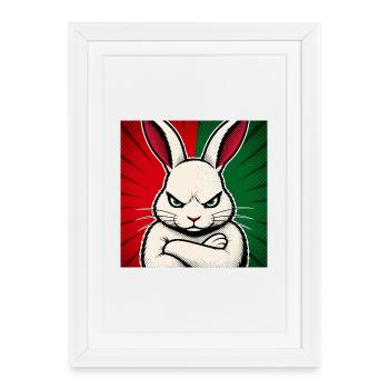 Hase mit Null-Bock auf Weihnachten - Gerahmtes Poster (27 × 37 cm) - Weiß - Vorne