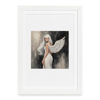Himmelsengel in Weiß - Gerahmtes Poster (27 × 37 cm) - Weiß - Vorne