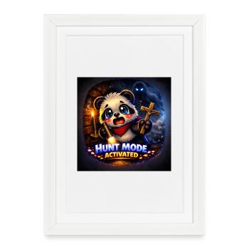 Phasmo Hunt Fashion Panda – Moment d’horreur mignon - Affiche encadrée (27 × 37 cm) - blanc - Devant