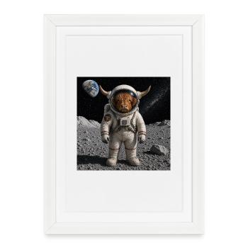 Bear Astronaut on the Moon - Framed poster (27 × 37 cm) - white - Front