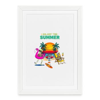 Summer skeleton party by the sea - Framed poster (27 × 37 cm) - white - Front
