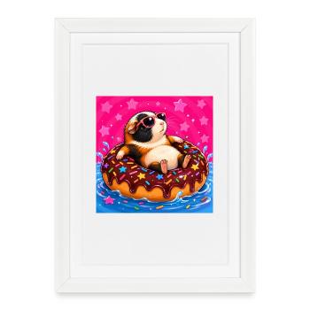 choupie sur un Donut - Affiche encadrée (27 × 37 cm) - blanc - Devant
