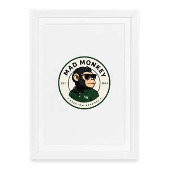 Mad Monkey Monkey Green Polo - Framed poster (27 × 37 cm) - white - Front
