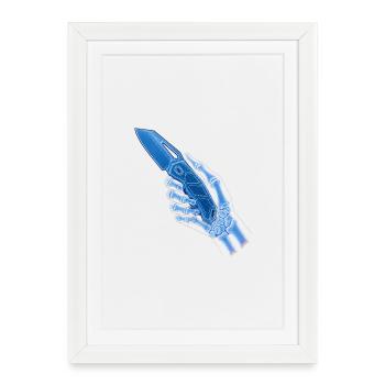 Blue X-ray knife in hand - Framed poster (27 × 37 cm) - white - Front