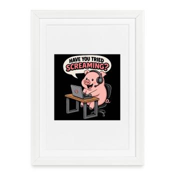 Pig at the headset desk - Framed poster (27 × 37 cm) - white - Front