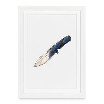 Dague esquissée à lame bleue - Affiche encadrée (27 × 37 cm) - blanc - Devant