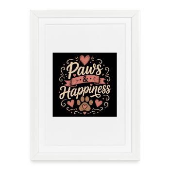 Paws & Happiness - Framed poster (27 × 37 cm) - white - Front