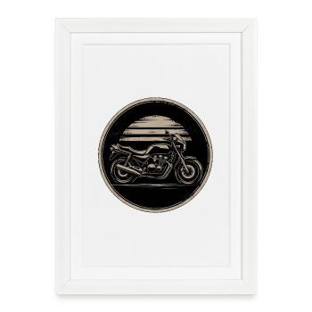 Vintage Motorcycle Emblem Sun Circle - Framed poster (27 × 37 cm) - white - Front
