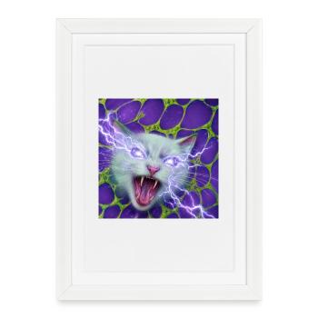 Neo cat - Affiche encadrée (27 × 37 cm) - blanc - Devant
