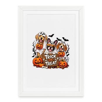 Halloween Dogs Trick or Treat - Framed poster (27 × 37 cm) - white - Front