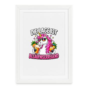 Besäufniserregendes Einhorn Party - Gerahmtes Poster (27 × 37 cm) - Weiß - Vorne