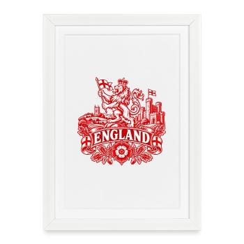Heraldischer Löwe Englands - Gerahmtes Poster (27 × 37 cm) - Weiß - Vorne