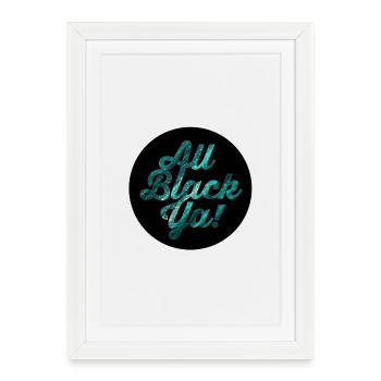 Lettrage All Black Ya Galaxy - Affiche encadrée (27 × 37 cm) - blanc - Devant
