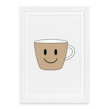 Smiling Coffee Mug Design - Framed poster (27 × 37 cm) - white - Front