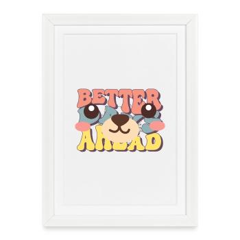 Better Forward bear motif - Framed poster (27 × 37 cm) - white - Front