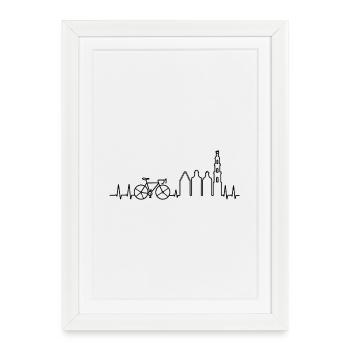 Amsterdam Road Bike Heartbeat - Affiche encadrée (27 × 37 cm) - blanc - Devant