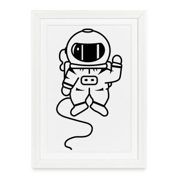 small astronaut in space - Framed poster (27 × 37 cm) - white - Front