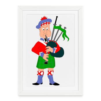 Scotsmen with bagpipes Scotland - Framed poster (27 × 37 cm) - white - Front
