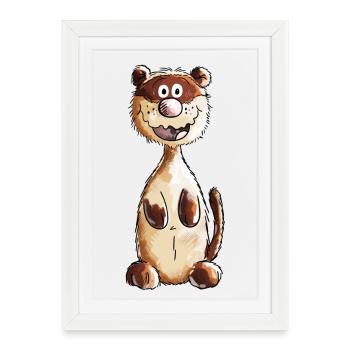 petite fouine Smart - Ferret - Iltis - Art - Affiche encadrée (27 × 37 cm) - blanc - Devant