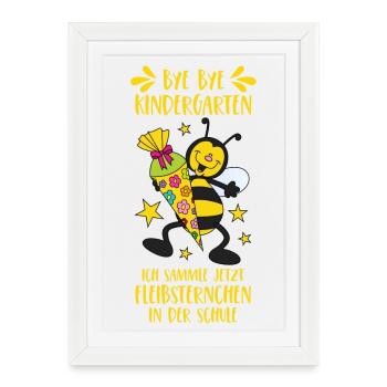 Inscriptions à l’école : abeille, cône de sucre, école maternelle - Affiche encadrée (27 × 37 cm) - blanc - Devant