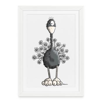 Funny Ostrich - Framed poster (27 × 37 cm) - white - Front