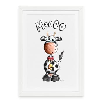 Mignon vache - Affiche encadrée (27 × 37 cm) - blanc - Devant