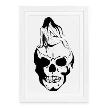 Mermaid on skull - Framed poster (27 × 37 cm) - white - Front