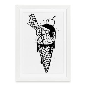 Nourriture cérébrale 3 - Affiche encadrée (27 × 37 cm) - blanc - Devant