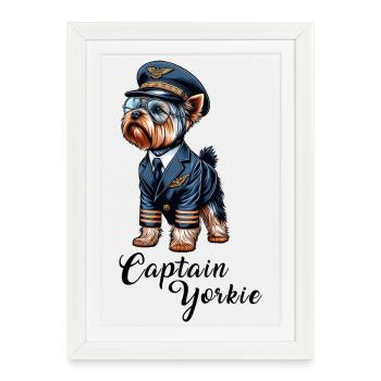 Yorkshire Terrier Pilot - Framed poster (27 × 37 cm) - white - Front