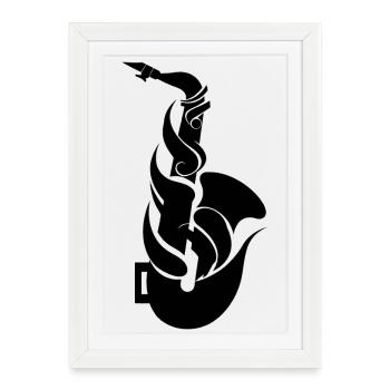 Cartoon Saxophone - Framed poster (27 × 37 cm) - white - Front