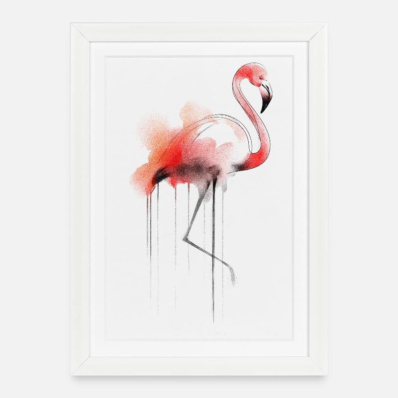 Flamingo Watercolor - Framed poster (27 × 37 cm) - white